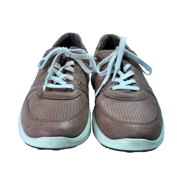 ECCO Sneakers Men's Size 8 Brown Nubuck Leather Breathable Perforated 7 Runner - Picture 1 of 10
